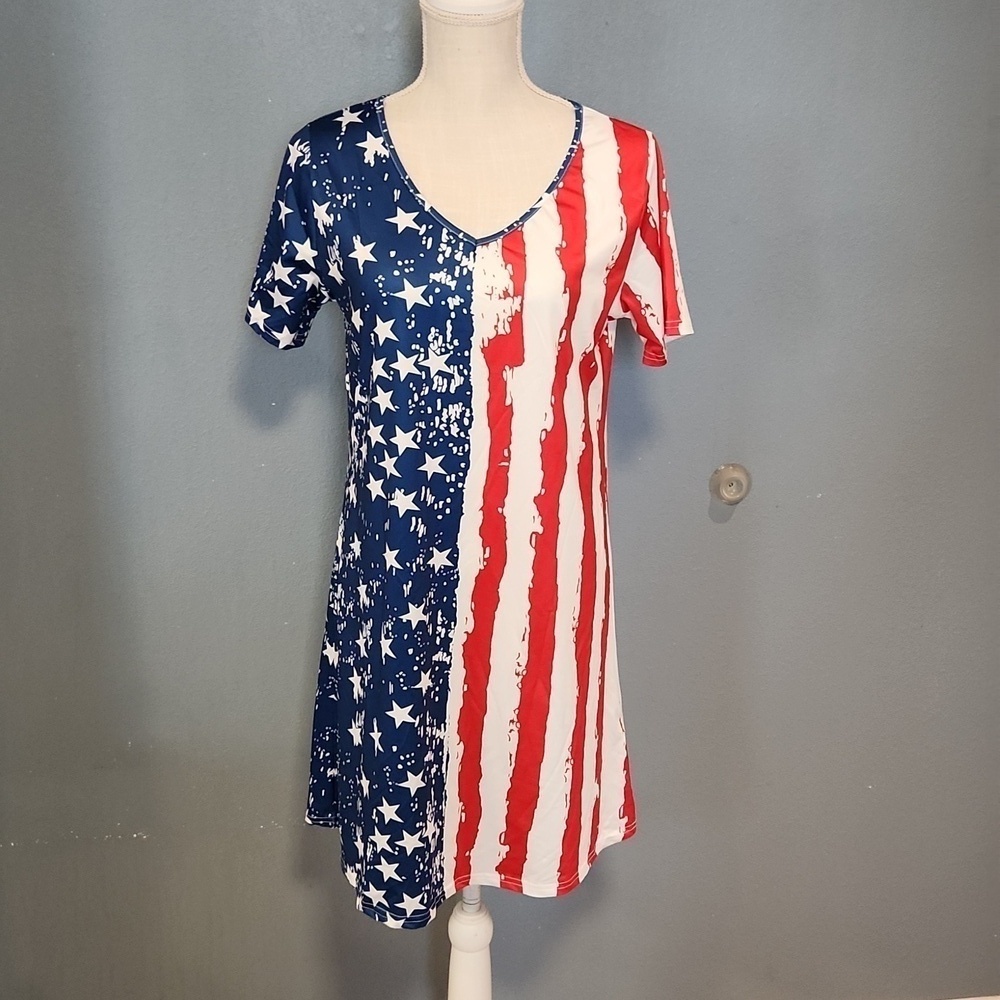 Amazon Essentials American flag Patriotic short sleeve shirt summer dress